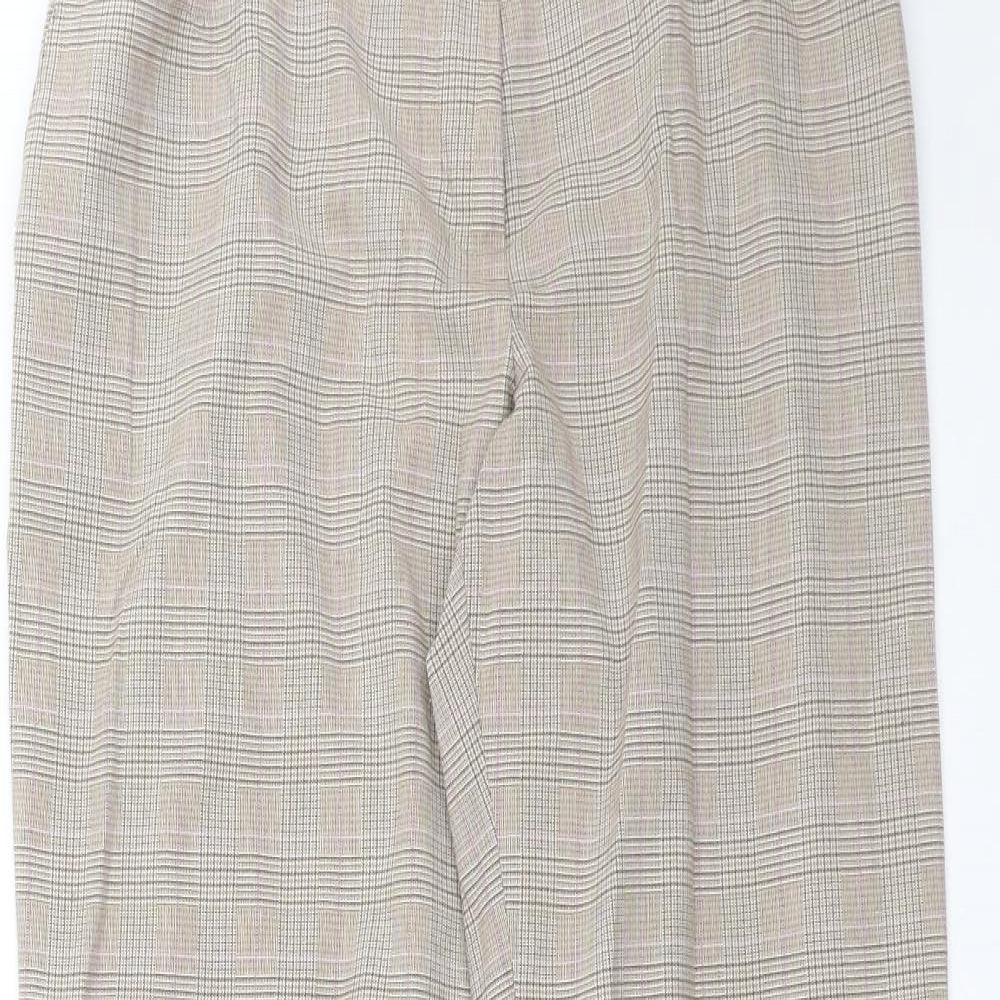 Marks and Spencer Womens Beige Check  Trousers  Size 12 L26 in