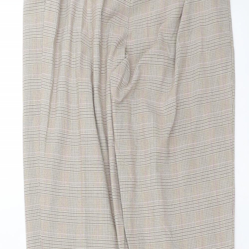 Marks and Spencer Womens Beige Check  Trousers  Size 12 L26 in