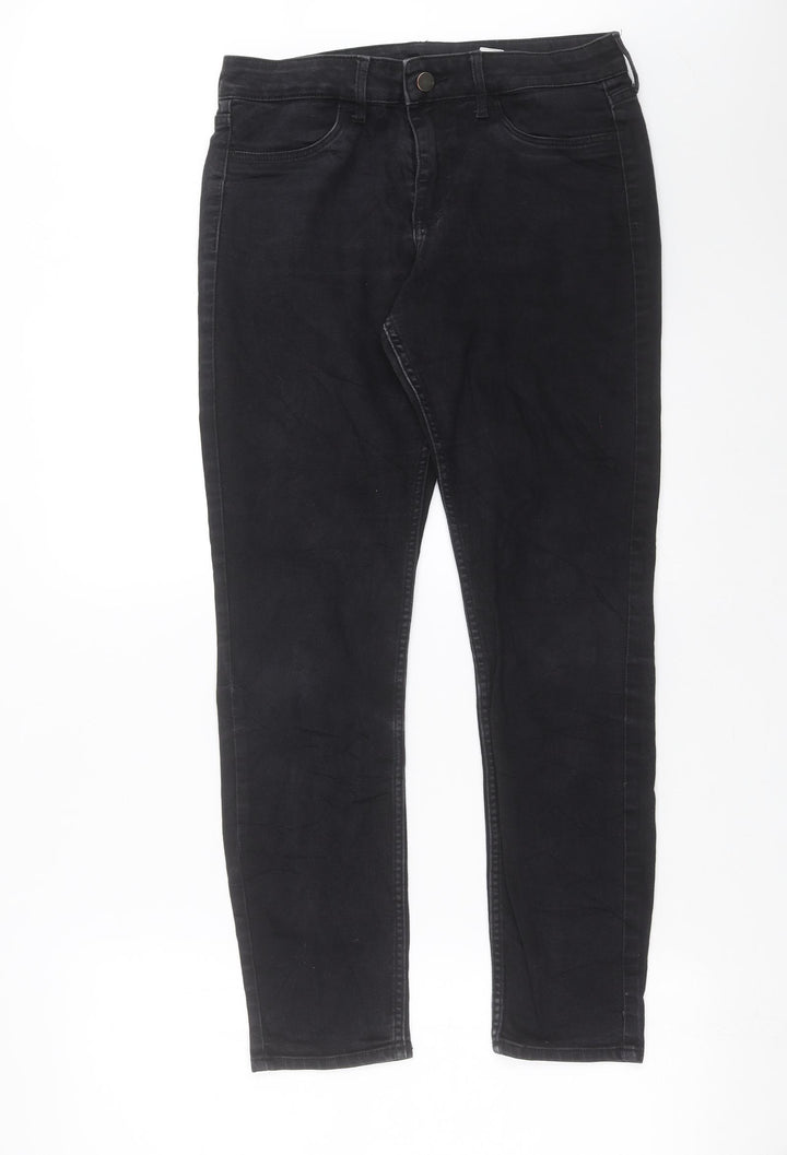 H&M Womens Black Denim Skinny Jeans Size 10 L28 in