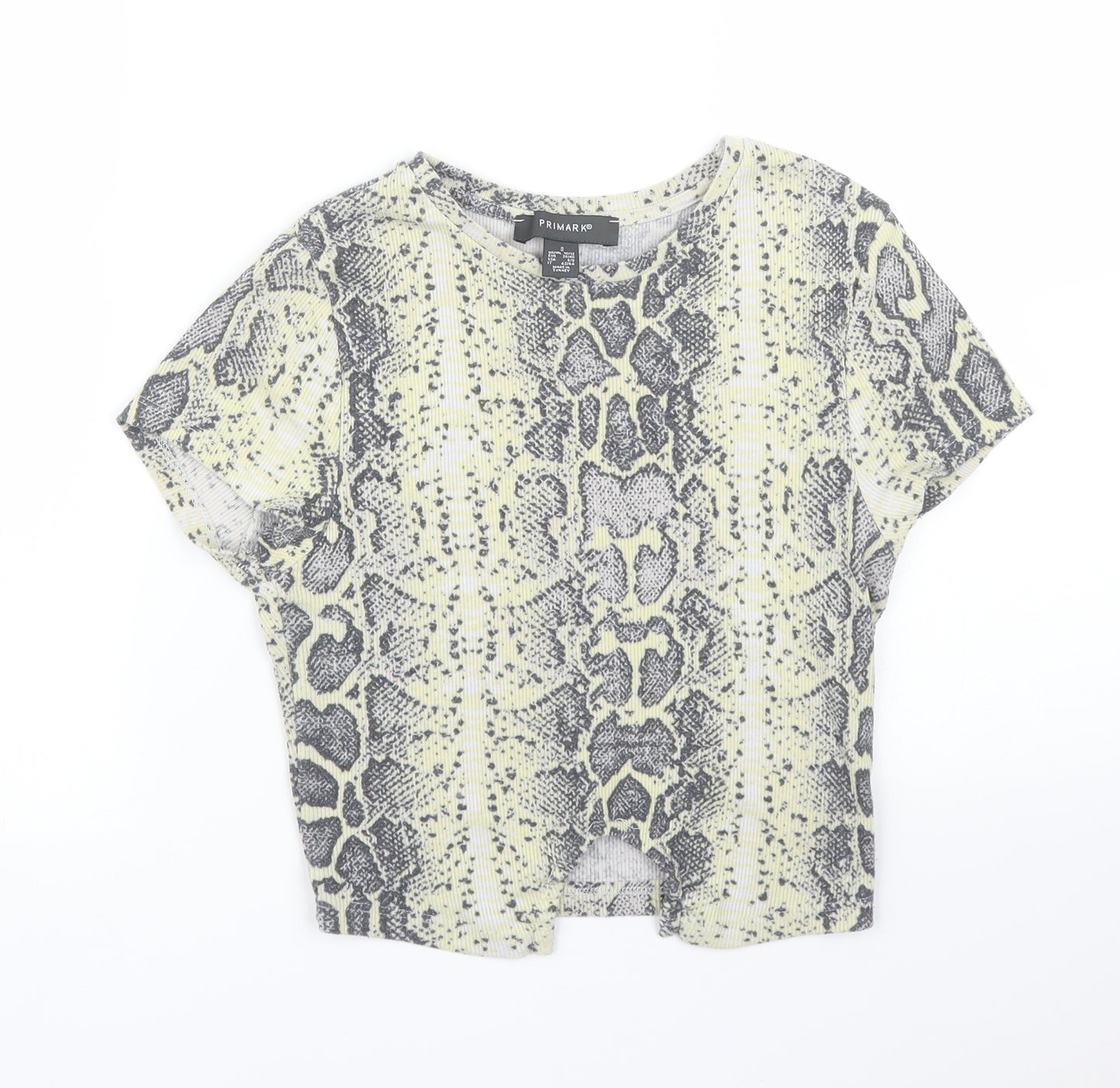 Primark Womens Beige Animal Print  Cropped T-Shirt Size S  - Snake print