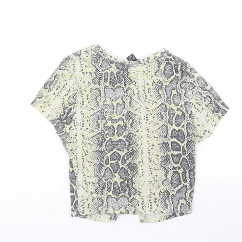 Primark Womens Beige Animal Print  Cropped T-Shirt Size S  - Snake print