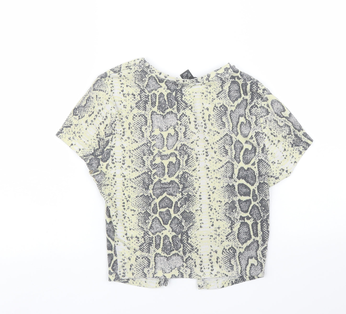 Primark Womens Beige Animal Print  Cropped T-Shirt Size S  - Snake print