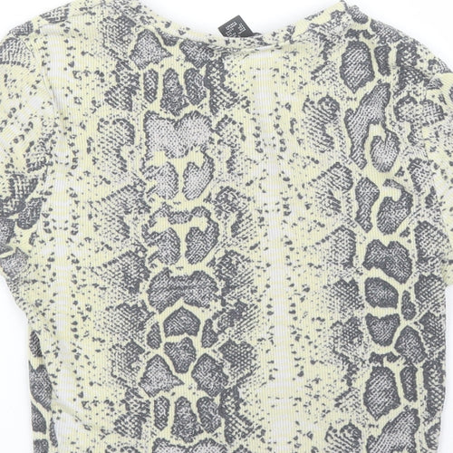 Primark Womens Beige Animal Print  Cropped T-Shirt Size S  - Snake print