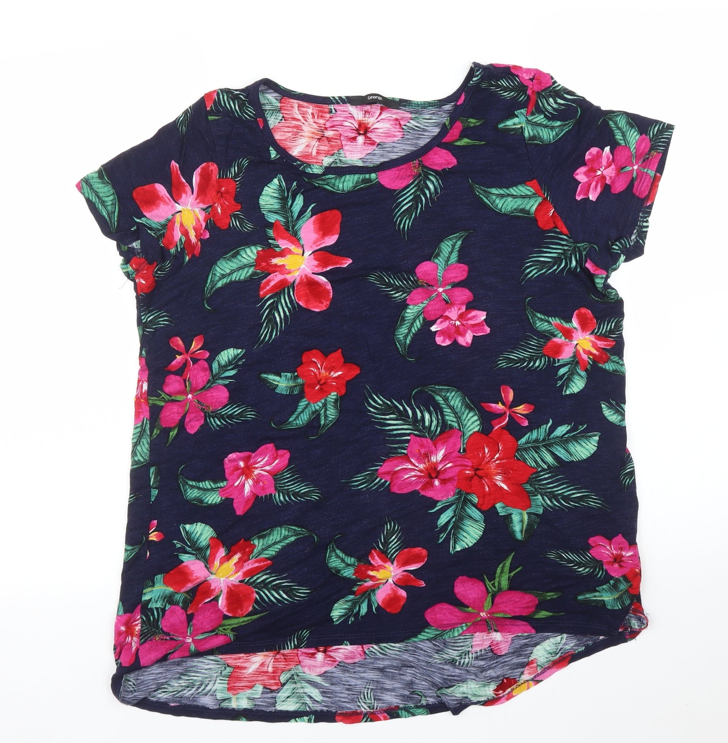 George Womens Blue Floral  Basic T-Shirt Size 18