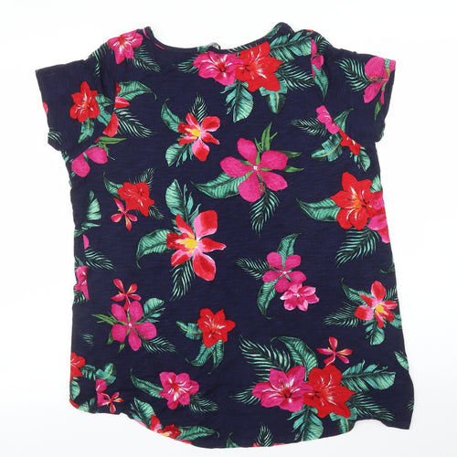 George Womens Blue Floral  Basic T-Shirt Size 18