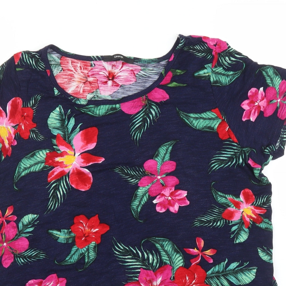 George Womens Blue Floral  Basic T-Shirt Size 18