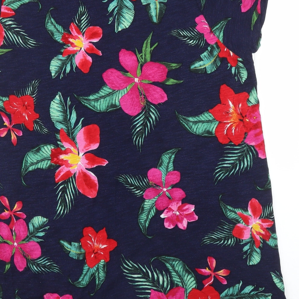 George Womens Blue Floral  Basic T-Shirt Size 18