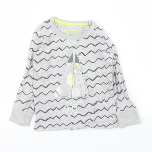 Mothercare Girls Grey Striped  Basic T-Shirt Size 12-18 Months