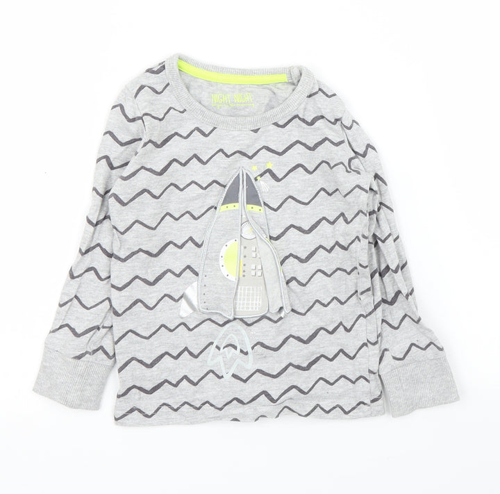 Mothercare Girls Grey Striped  Basic T-Shirt Size 12-18 Months