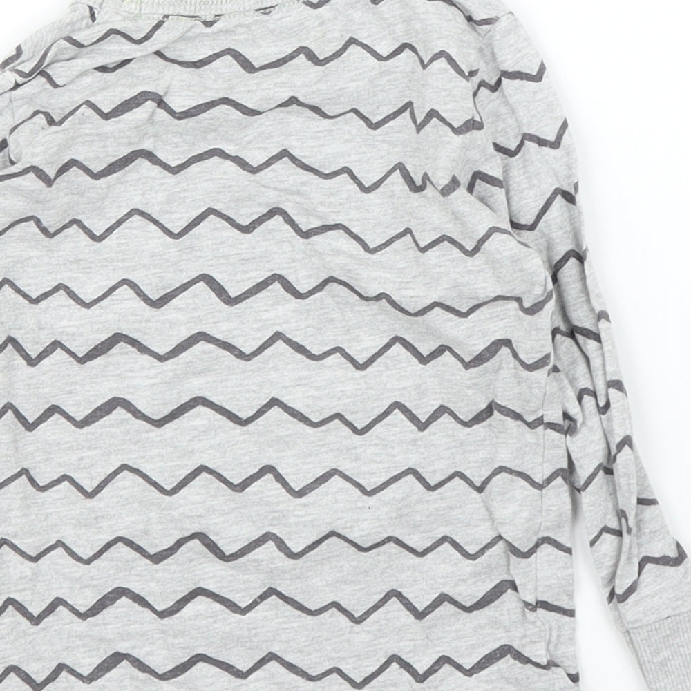 Mothercare Girls Grey Striped  Basic T-Shirt Size 12-18 Months