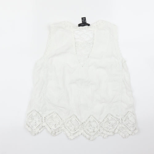 New Look Womens White Floral  Basic Blouse Size S