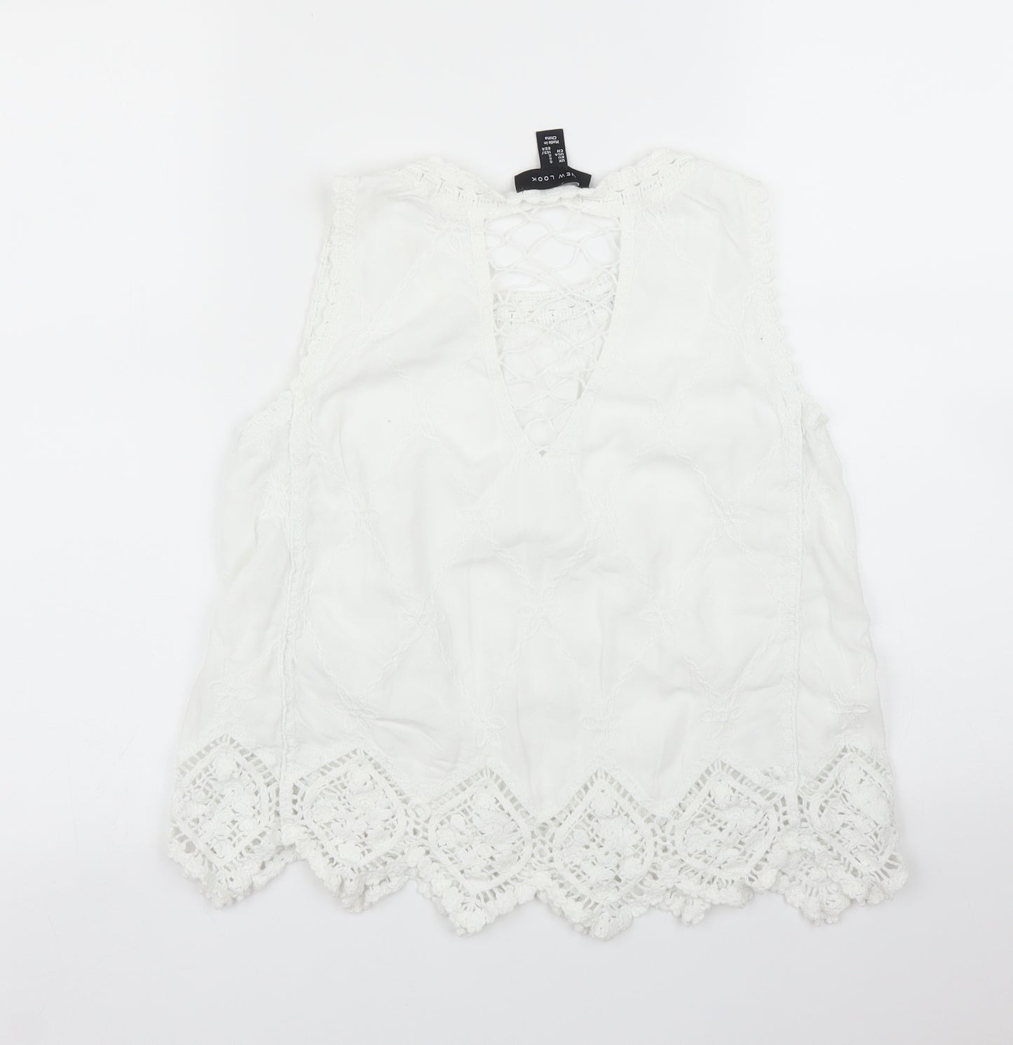 New Look Womens White Floral  Basic Blouse Size S