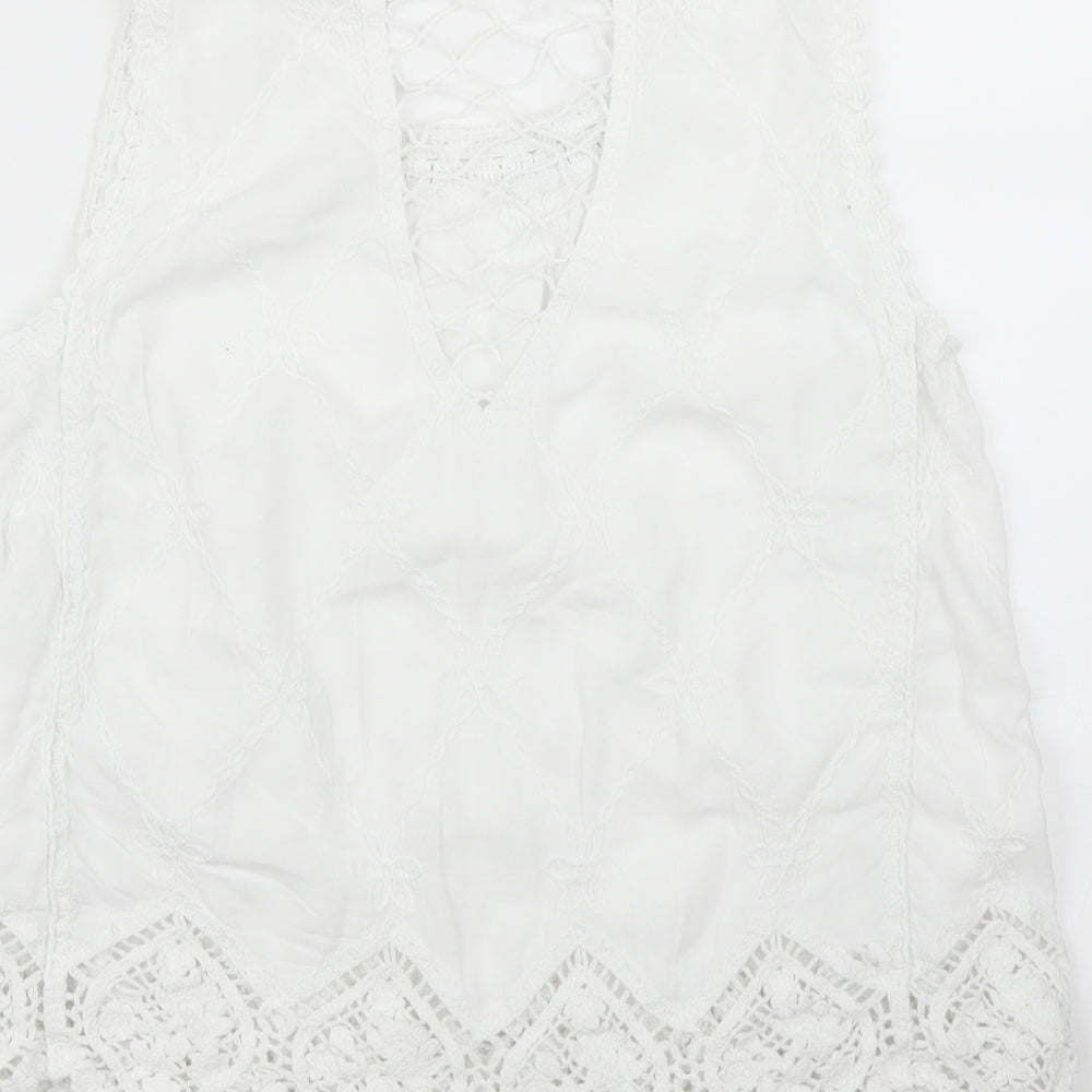 New Look Womens White Floral  Basic Blouse Size S
