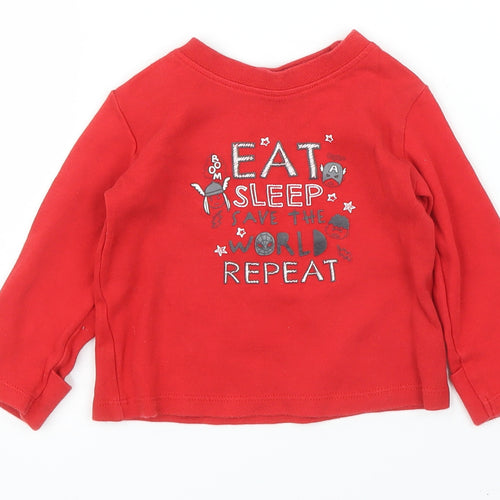 George Boys Red   Basic T-Shirt Size 6-9 Months  - Marvel
