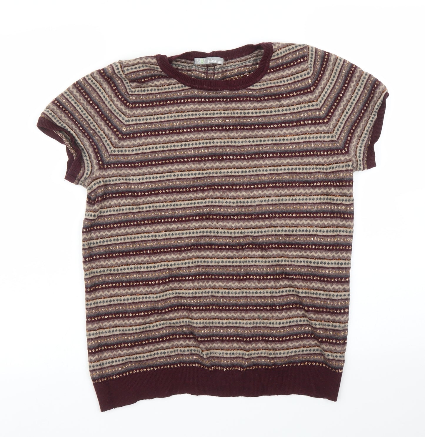 M&S Womens Purple Striped  Basic Blouse Size M