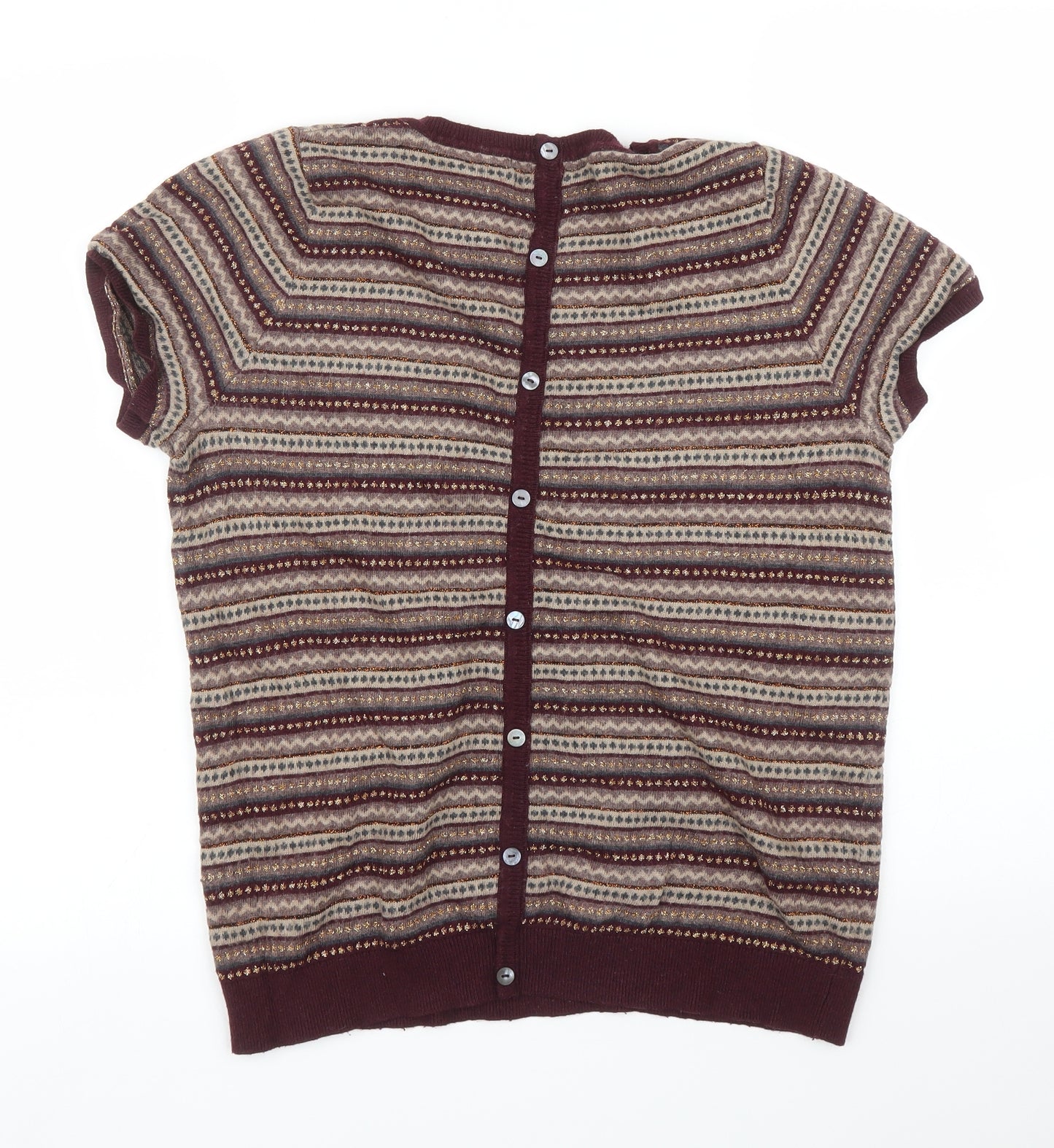 M&S Womens Purple Striped  Basic Blouse Size M