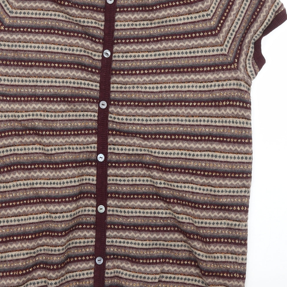 M&S Womens Purple Striped  Basic Blouse Size M