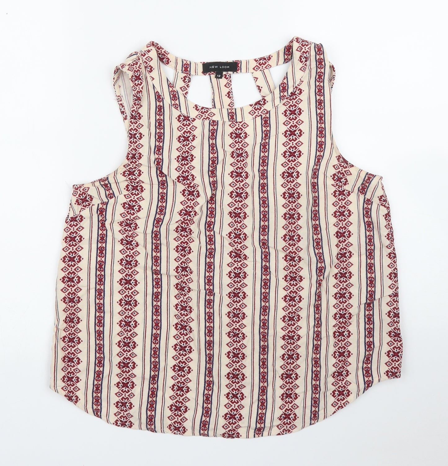 New Look Womens Beige Striped  Basic Blouse Size 12