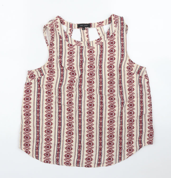 New Look Womens Beige Striped  Basic Blouse Size 12