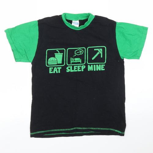 Pyjama Factory Boys Black   Basic T-Shirt Size 11 Years  - Minecraft