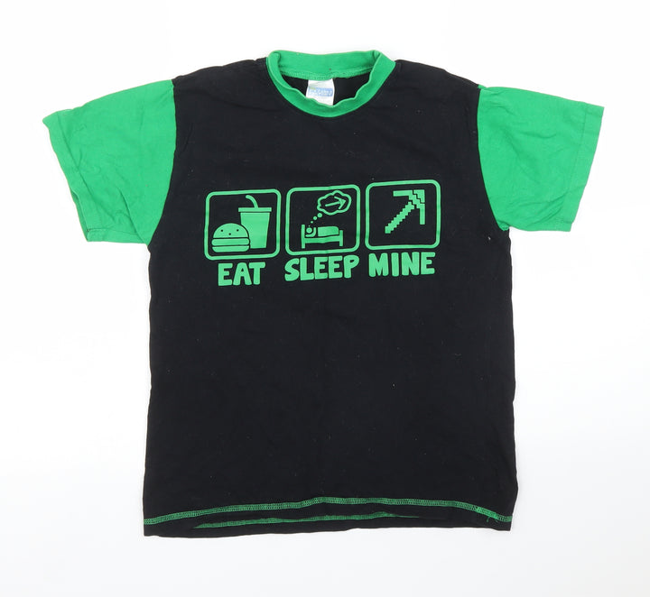 Pyjama Factory Boys Black   Basic T-Shirt Size 11 Years  - Minecraft