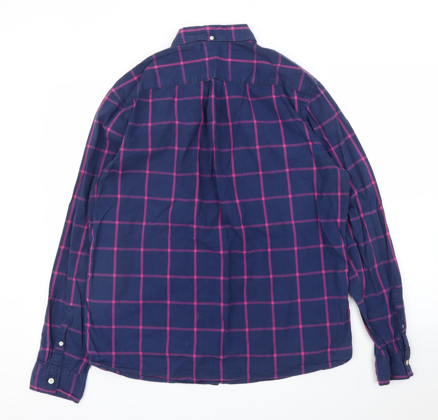H&M Mens Blue Check   Button-Up Size L