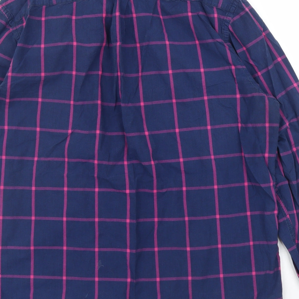 H&M Mens Blue Check   Button-Up Size L