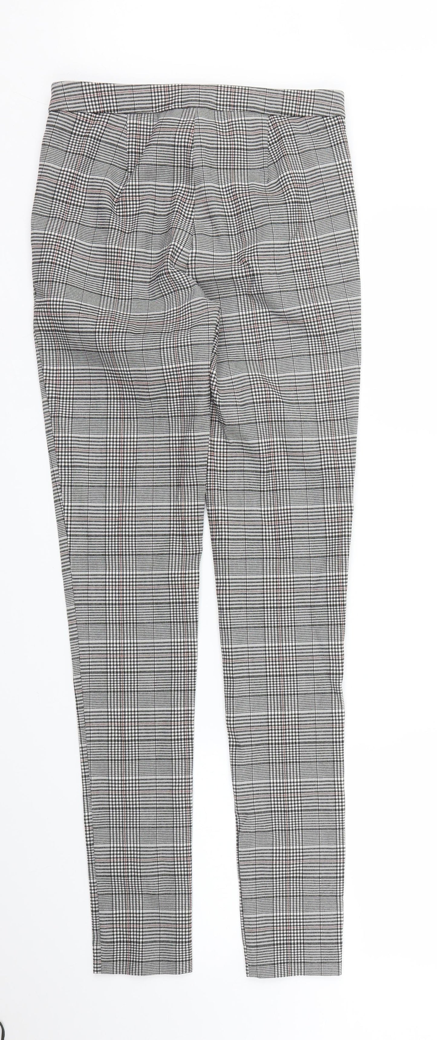 New Look Womens Grey Plaid  Carrot Trousers Size 8 L29 in