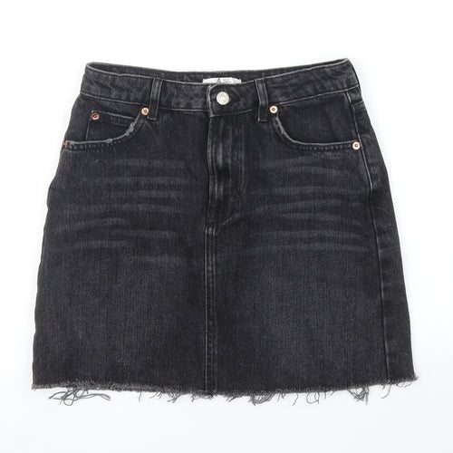 Topshop Womens Black  Denim A-Line Skirt Size 8
