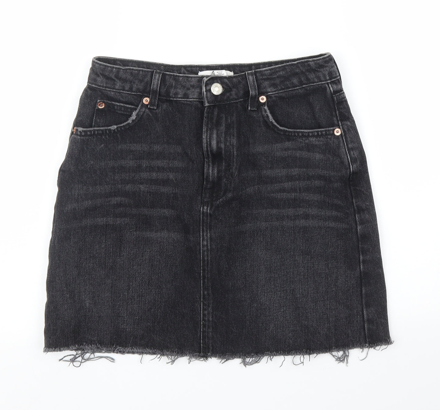 Topshop Womens Black  Denim A-Line Skirt Size 8
