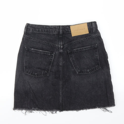 Topshop Womens Black  Denim A-Line Skirt Size 8