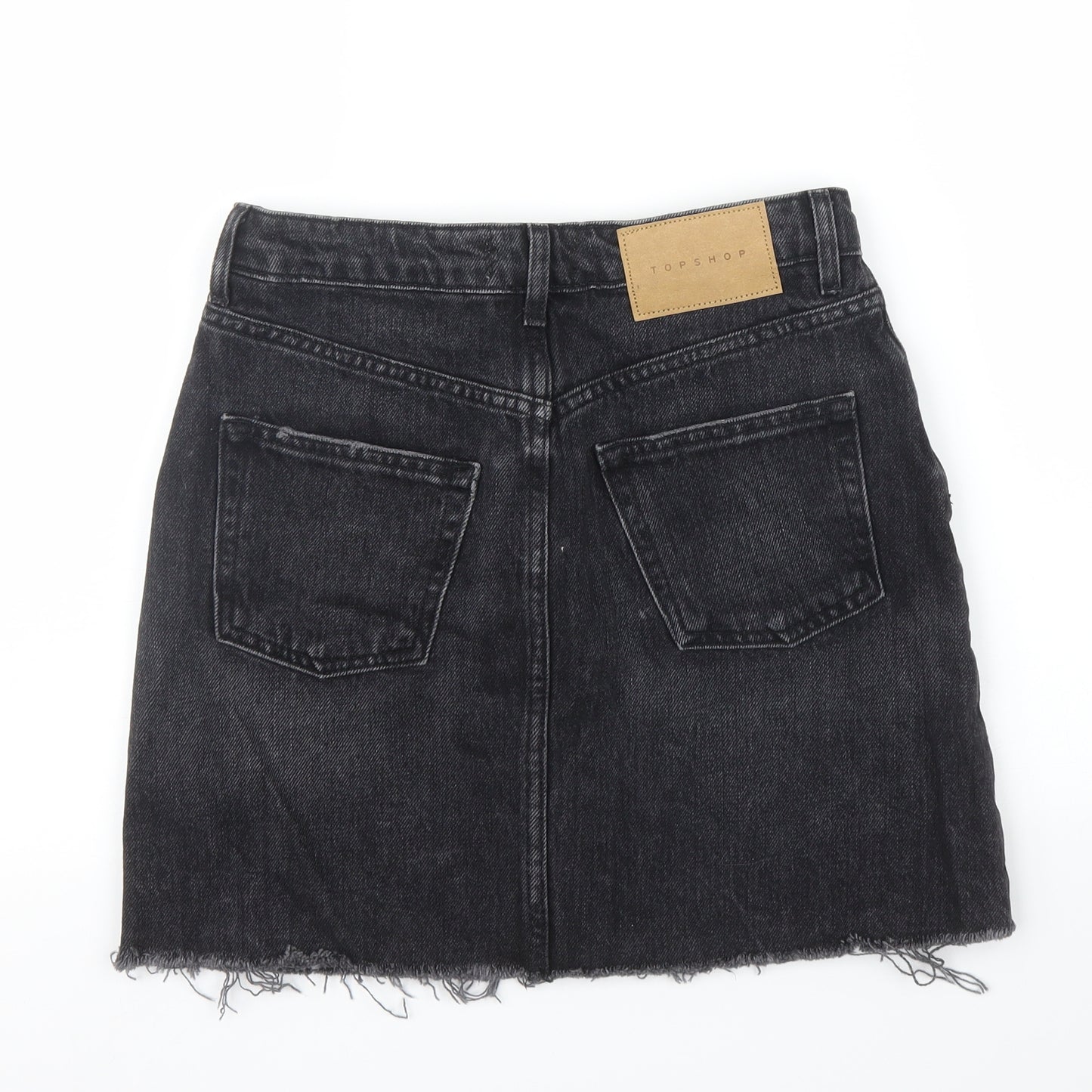 Topshop Womens Black  Denim A-Line Skirt Size 8
