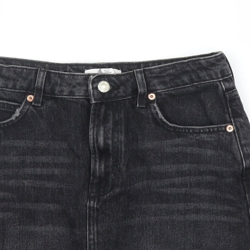 Topshop Womens Black  Denim A-Line Skirt Size 8