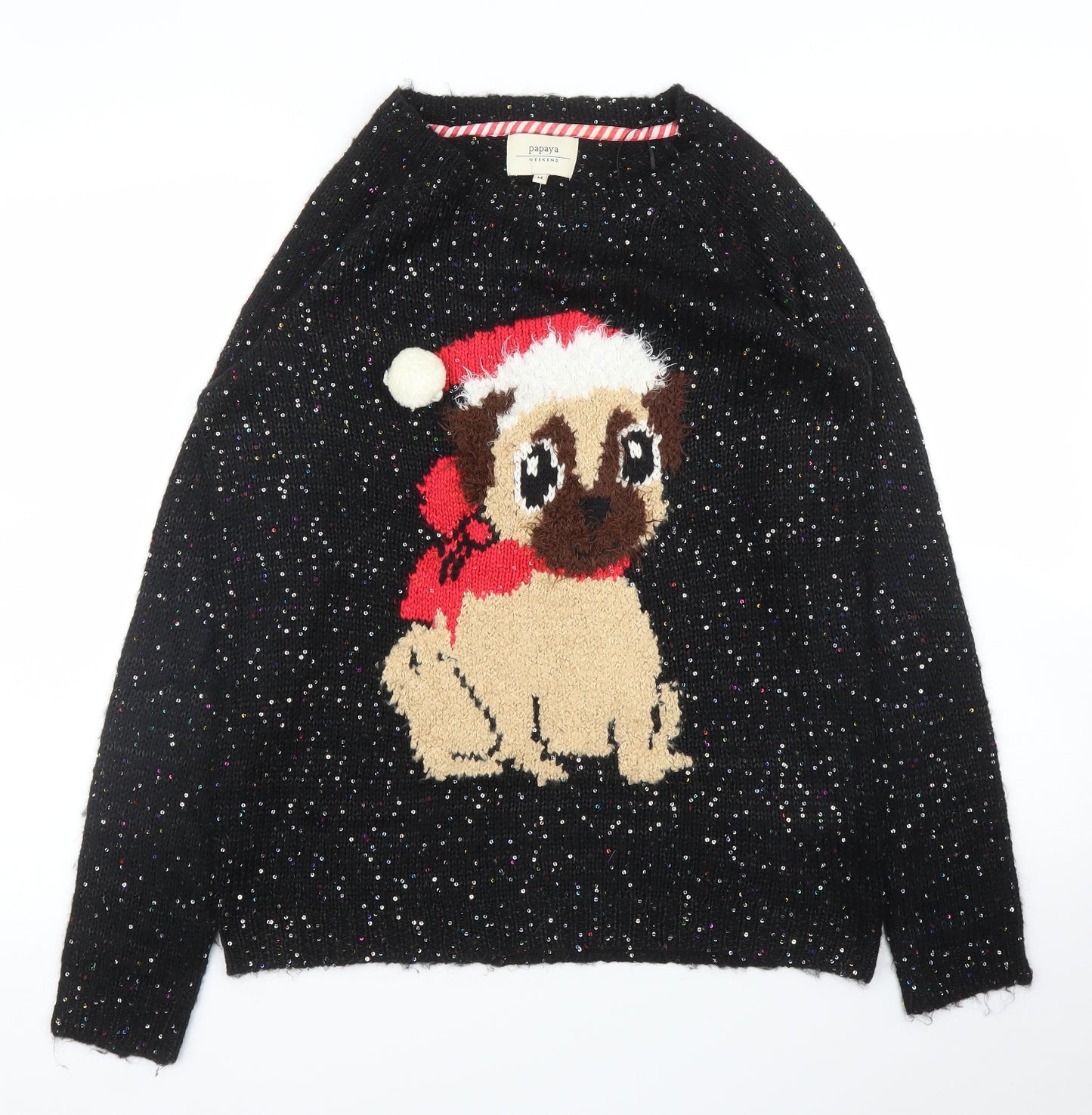 Papaya Womens Black   Pullover Jumper Size M  - Christmas