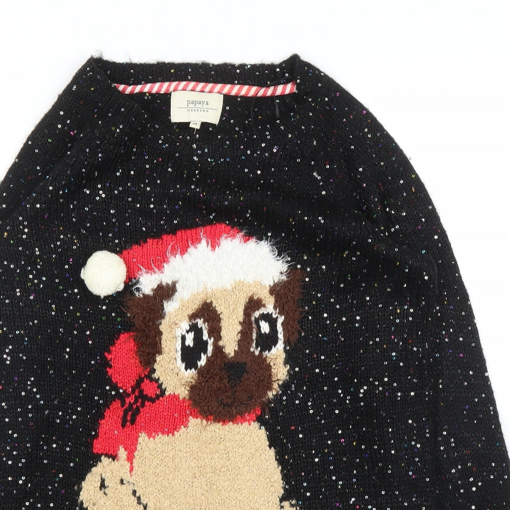 Papaya Womens Black   Pullover Jumper Size M  - Christmas