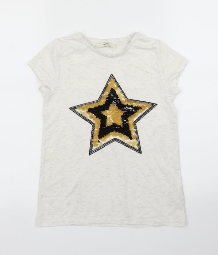 George Girls White   Basic T-Shirt Size 9 Years