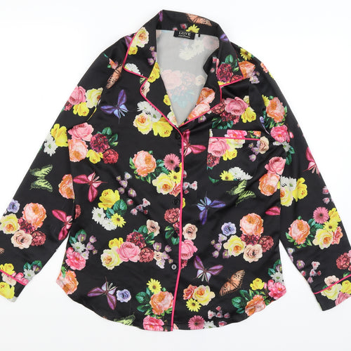 Julien Macdonald Womens Black Floral  Top Pyjama Top Size S