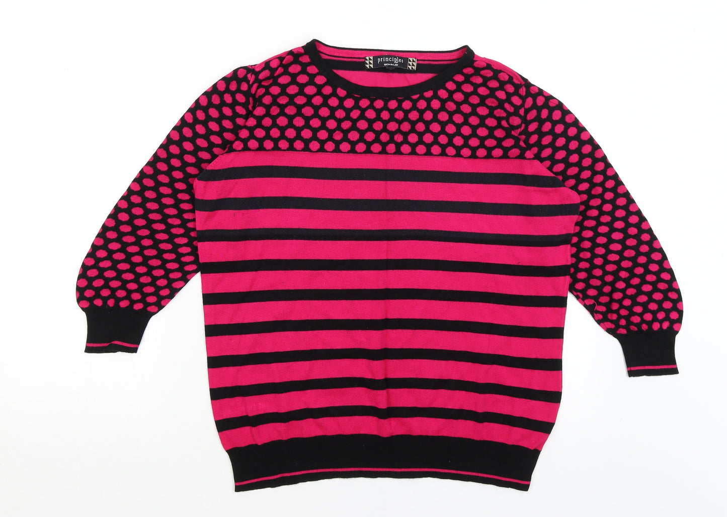 Principles Womens Black Striped  Pullover Jumper Size 18