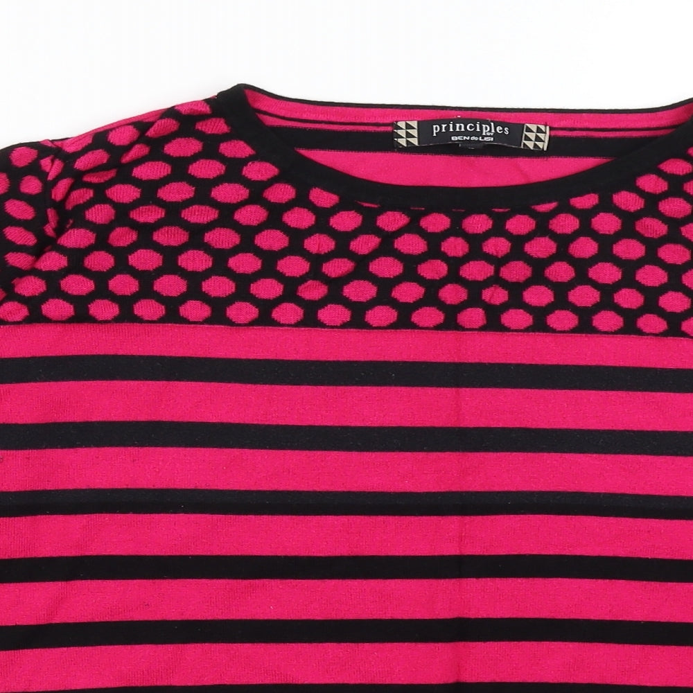 Principles Womens Black Striped  Pullover Jumper Size 18