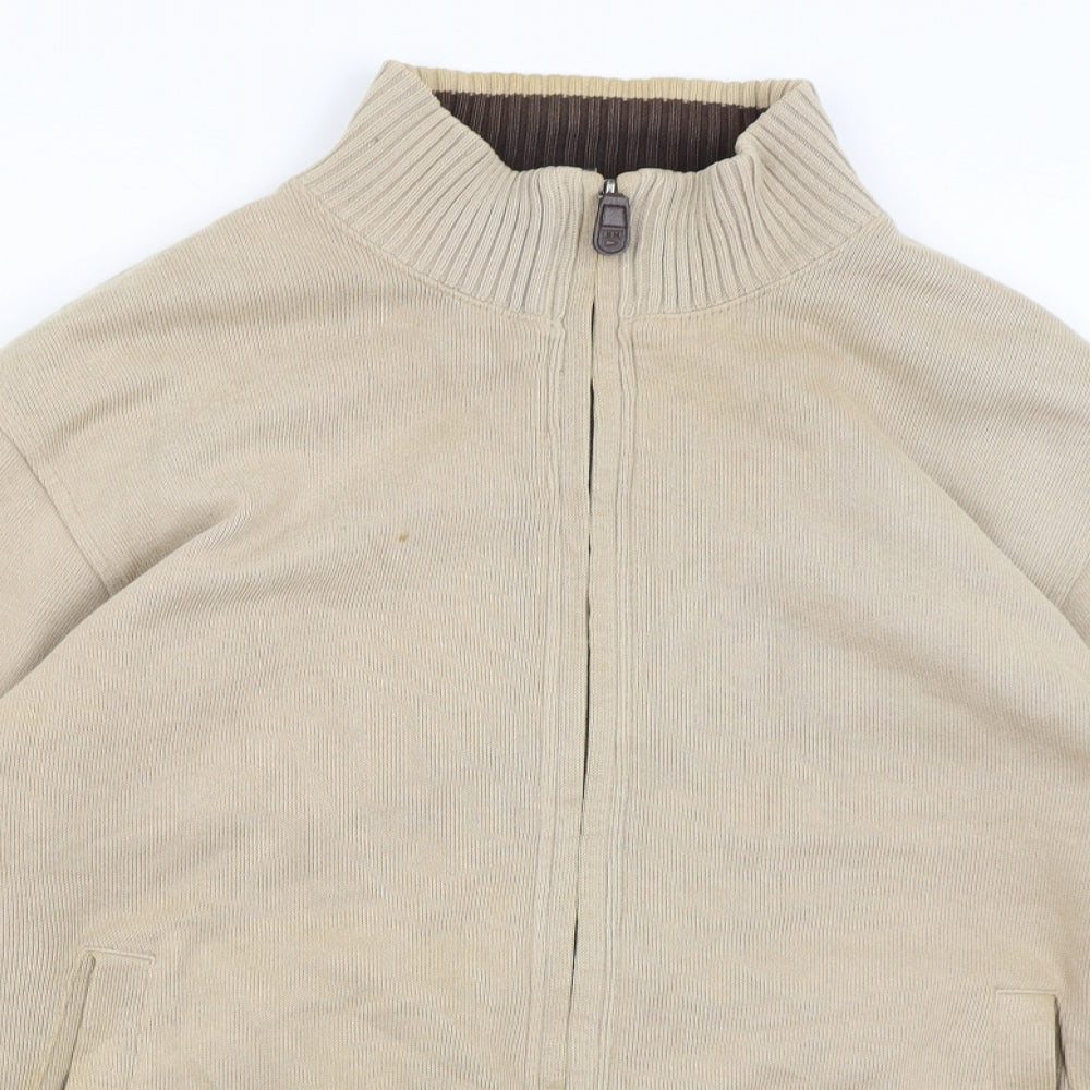 Blue Harbour Mens Brown   Full Zip Jumper Size L