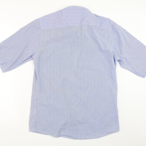 Primark Mens Blue Striped   Button-Up Size 15.5