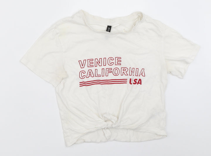 H&M Womens White Basic T-Shirt Size XS