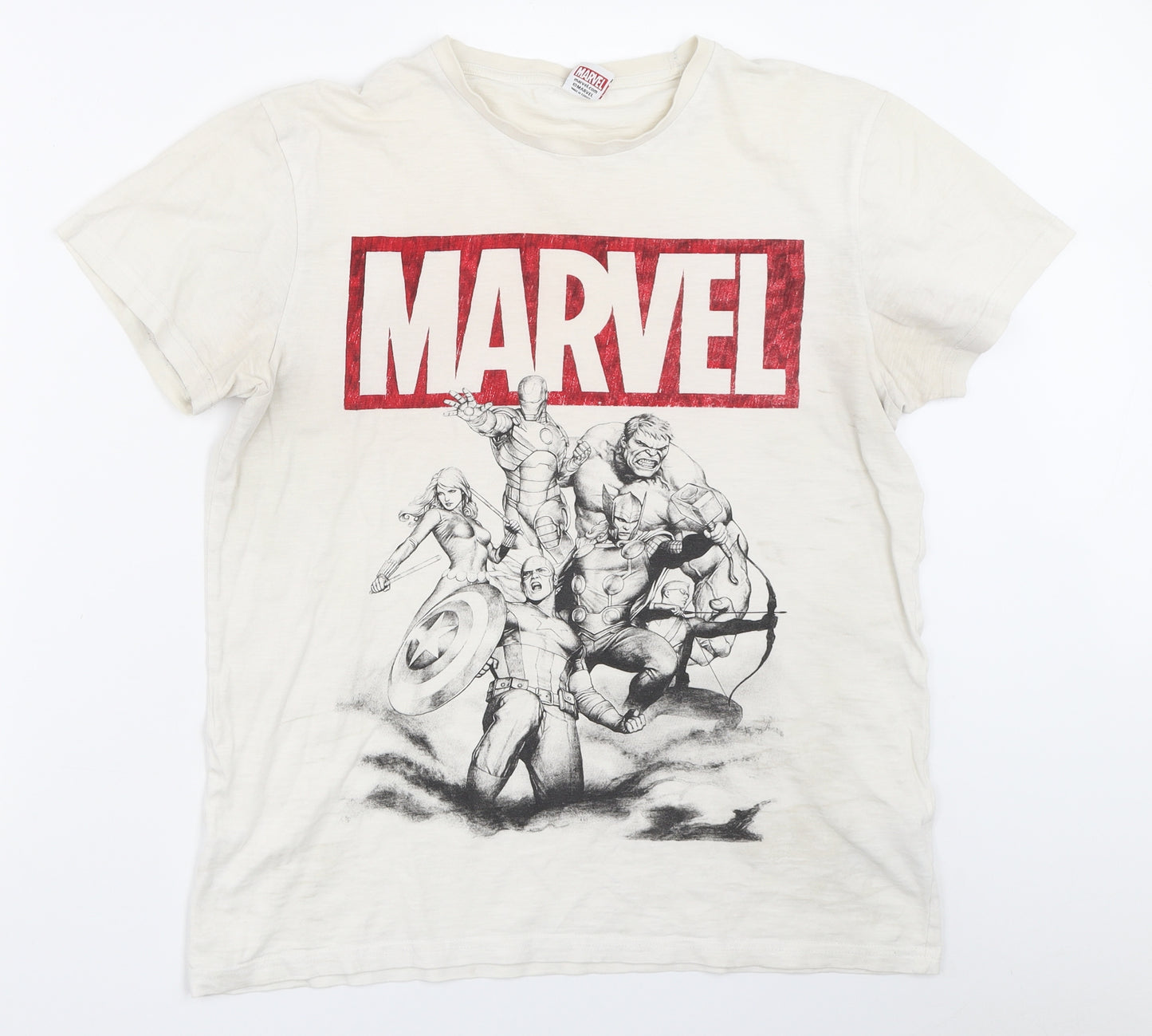 Cedar Wood State Mens White    T-Shirt Size L  - marvel