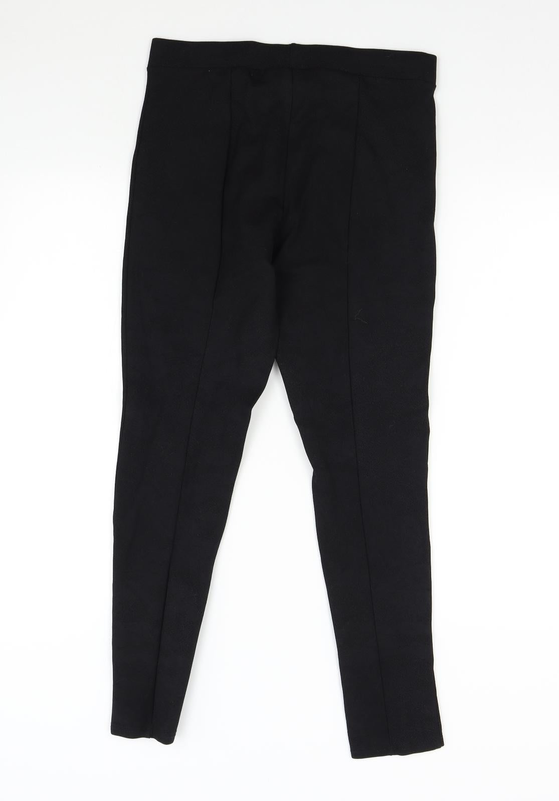 M&Co Womens Black Floral  Jogger Leggings Size 12 L27 in