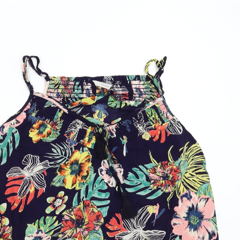 George Womens Blue Floral  Camisole Tank Size 12