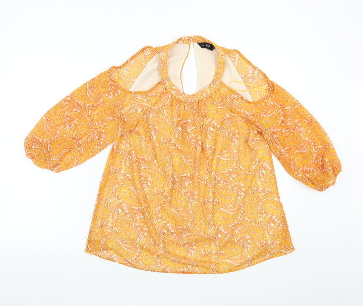 F&F Womens Orange Paisley Basic Blouse Size 10
