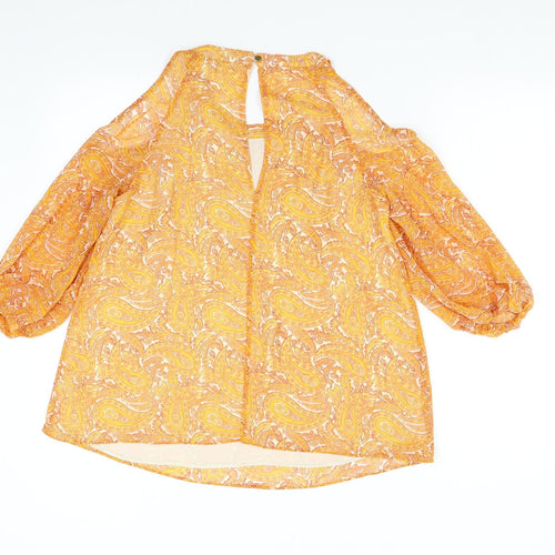 F&F Womens Orange Paisley  Basic Blouse Size 10