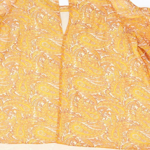 F&F Womens Orange Paisley  Basic Blouse Size 10