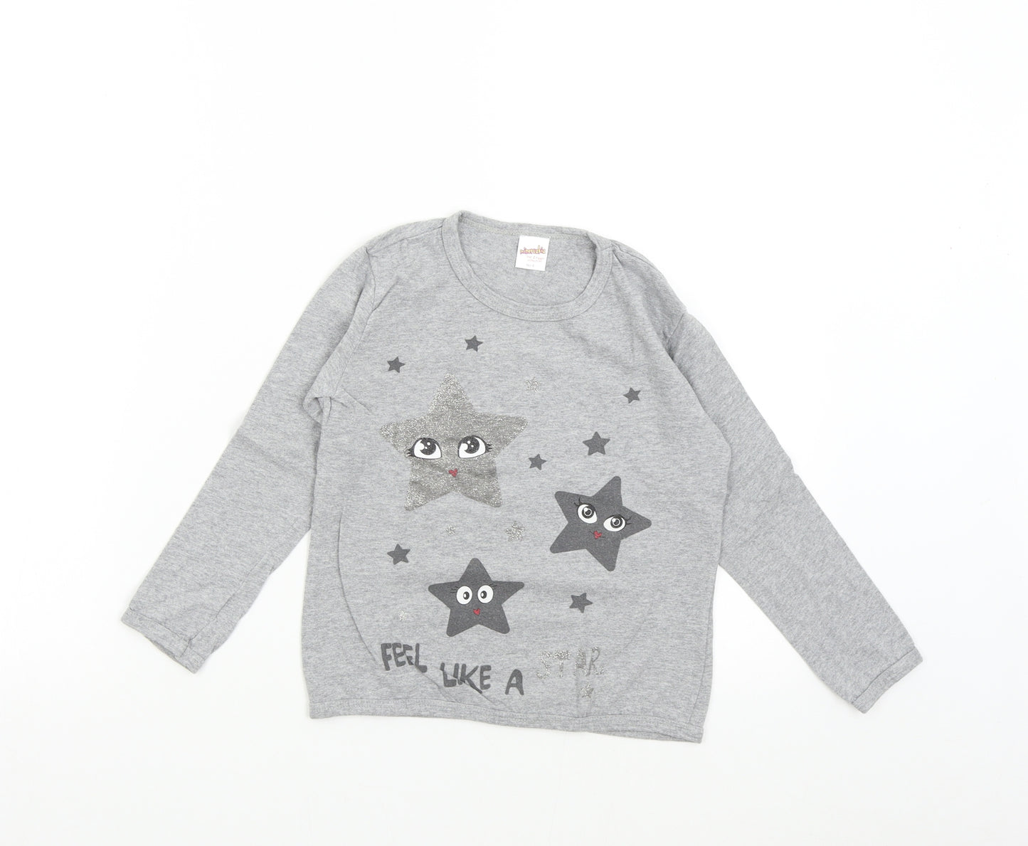 Minervakia Girls Grey Solid Flannel  Pyjama Top Size 6 Years  - Stars