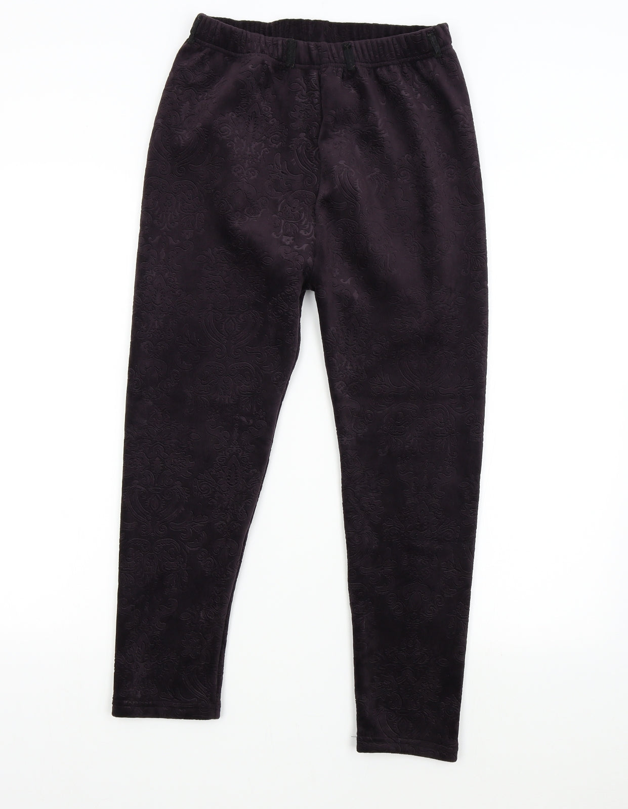 Preworn Womens Purple  Velour Jogger Trousers Size 12 L23 in - Brocade Imprint Dark Purplle